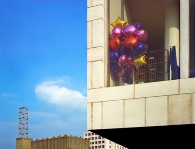 Balloons in a window, South Bank